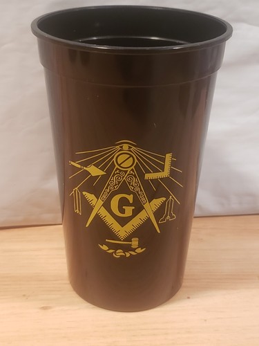10-Pack Masonic 22 OZ Plastic Stadium Cups - Ten Black Mason Cups Per Order - Picture 4 of 8