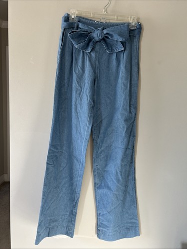 Draper James Chambray Wide Leg Soft Denim Pants Sz 0, Inseam 33” Reg$98 - Picture 2 of 7
