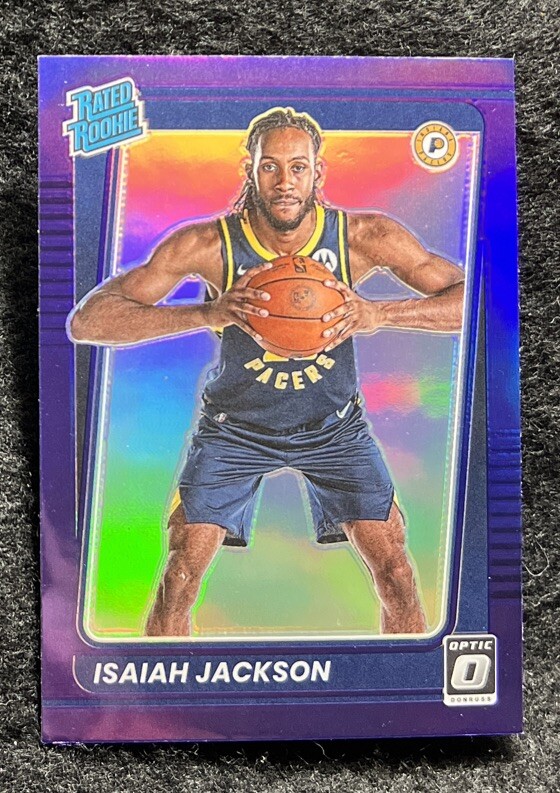 Isaiah Jackson 2021-22 Optic prizm rated rookie purple Holo RC #167 Pacers