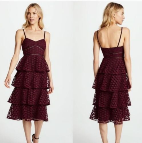 Club Monaco Women's Became Lace Star Tiered merlot