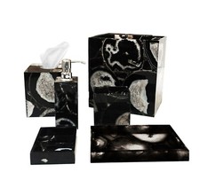 Black Agate Bathroom Set, Agate Vanity Bath Accessories Set of 6 Home Office Set