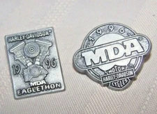 1996 SET OF 2 HARLEY DAVIDSON MDA Muscular Dystrophy Association PIN  