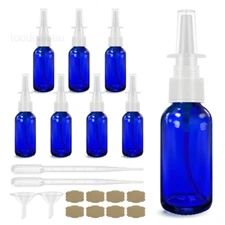 Nasal Spray Bottle 8Pcs 1oz (30ml),Empty Nose Bottle,Glass Blue