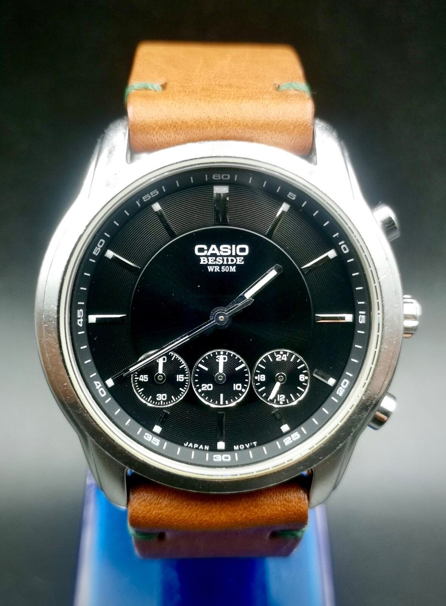 Vintage Casio BESIDE Chronograph Men's watch. BEM-504. New Hand