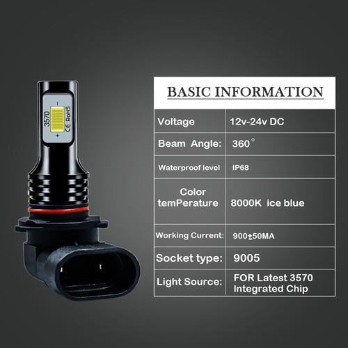 Ice Blue 9005+H11 LED Headlight Bulb High-Lo C6 For Kenworth T680 T880 2013-2019 - Picture 9 of 12