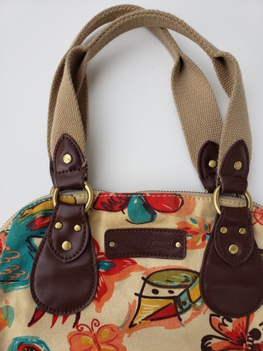 LUCKY BRAND CANVAS FLORAL HANDBAG SHOULDER BAG 15'' X 12'' - Picture 3 of 7