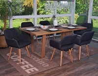 6Er-Set Esszimmerstuhl MCW-A50 Ii, Stuhl, Retro 50Er Jahre, Textil, Dunkelgrau
