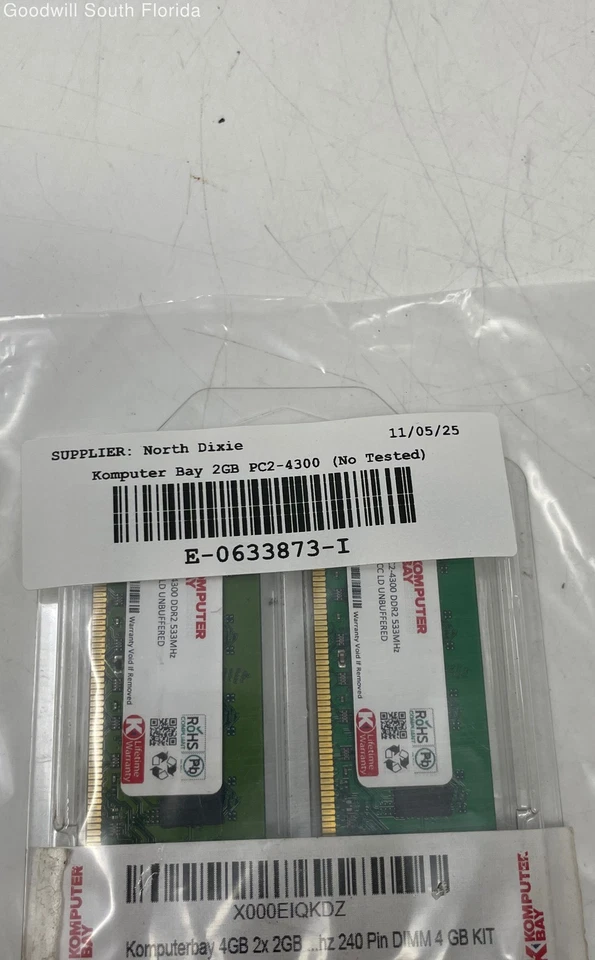 Komputerbay 2GB PC2-4300 DDR2 533MHz NON ECC LD Unbuffered RAM No Tested - Image 4 of 4