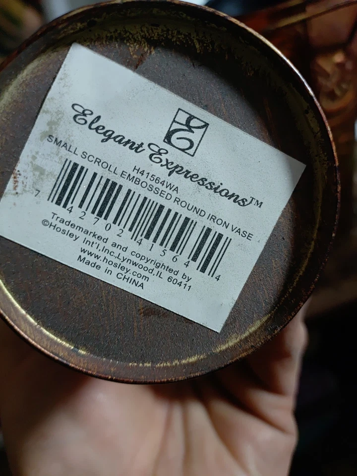 Elegant Expressions small scroll embossed round iron vase set Of 4 - Image 2 of 4