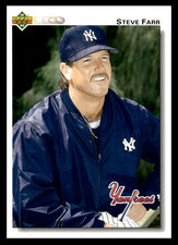 1992 Upper Deck Steve Farr #48 New York Yankees MLB Baseball Base Set