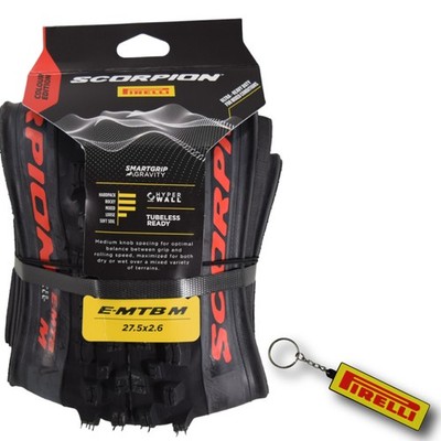 Pirelli Scorpion E-MTB M Red 65-584 (27.5 x 2.6) MTB Bicycle Tire w/Keychain