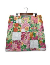 Vintage Lilly Pulitzer Skirt Cotton Print Pencil Sz 14 Monkey Summer Pink Green