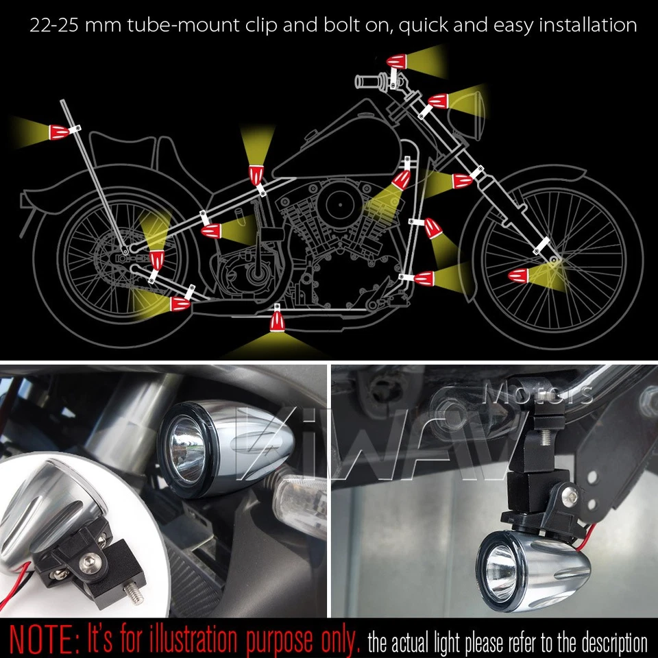 mini foco de luz LED carcasa negra 22-25 mm diámetro barra se adapta a Suzuki Yamaha Foto 4 de 4
