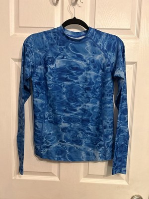 Aqua Design Womens Small Long Sleeve Swim Shirt Rash Guard Sun Protection Blue