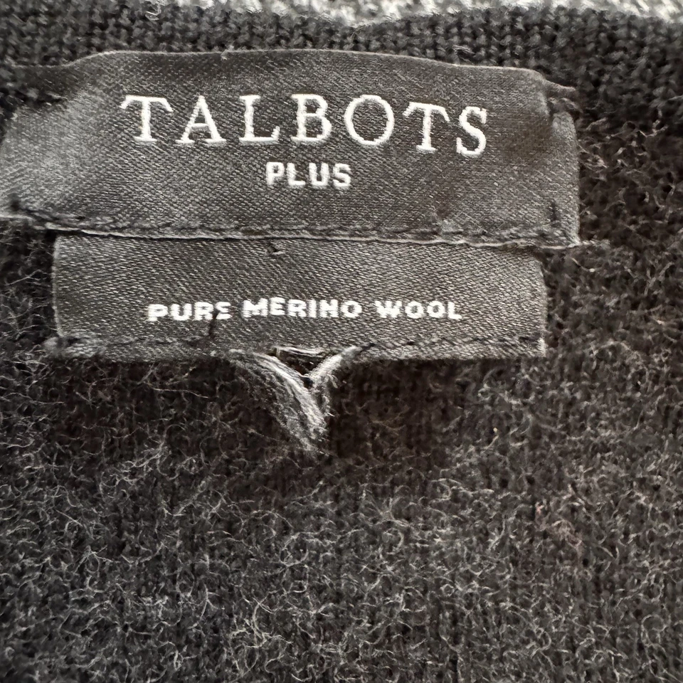 Cárdigan Suéter Talbots Pura Lana Merino Talla 1X Gris Espiga Tejido Bolsillos Foto 3 de 4