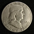 Ben Franklin 90% SILVER Half Dollar,  1952