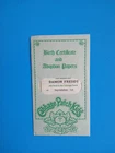 Vintage Cabbage Patch Kid Boy Birth Certificate "Damon Freddy" DOB Sept 1