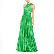 Mac Duggal Ruffle Tier Halter Maxi Dress