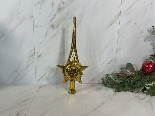 Vintage Bradford Celestial Star Christmas tree topper 60s Blow Mold 10" Spire