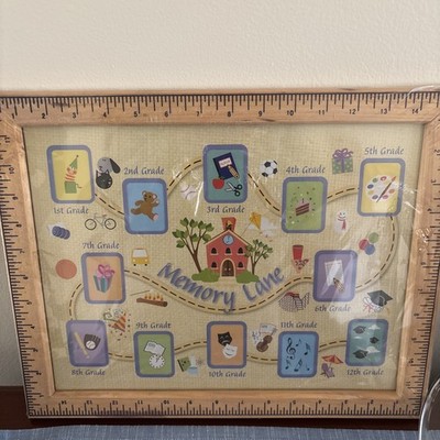  Memory Lane School Years Photo Frame 1st -12th Grade, Collage, Wood Ruler Frame