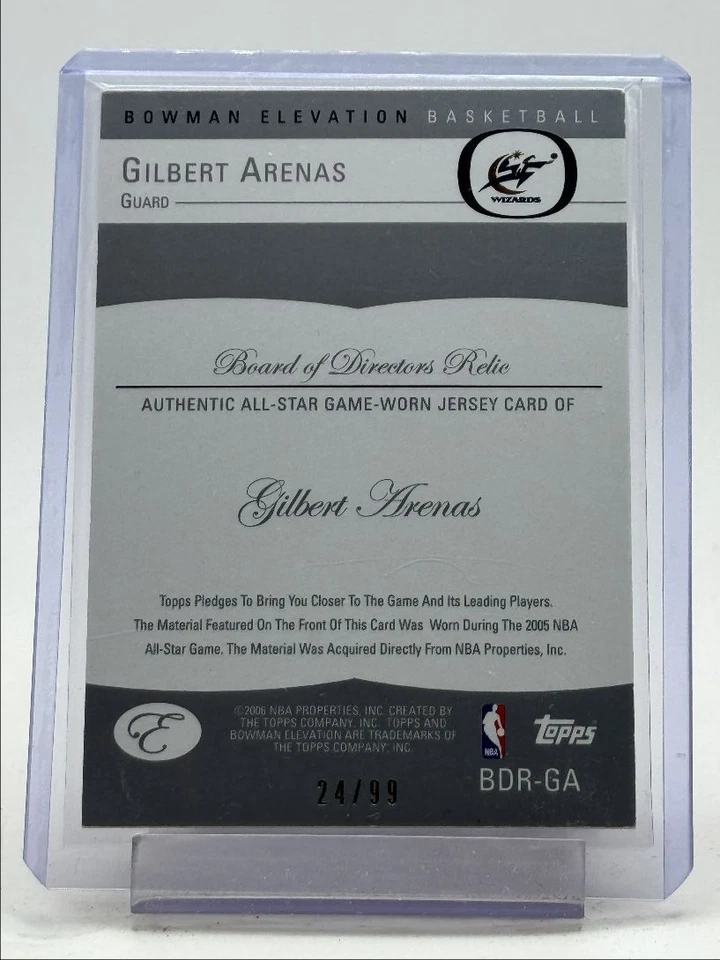 GILBERT ARENAS 2006-07 BOWMAN ELEVATION BOARD OF DIRECTORS PATCH /99 Q5476 - Image 2 of 2