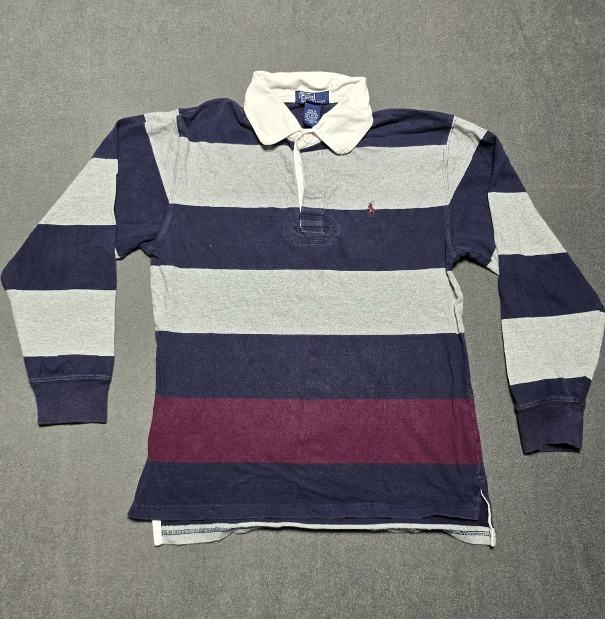 Polo by Ralph Lauren Strip Pony maglia rugby manica lunga taglia giovane media 10 12