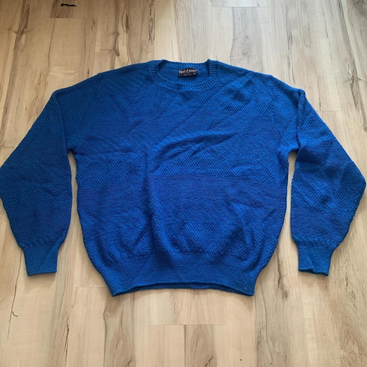 Saint James, Reed St James Vintage 80s Blue Crewneck Sweater Mens XL Made in USA Knitwear