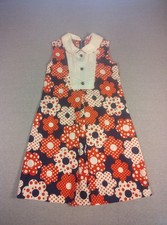 1960s Girls Mod Dress Flower Power Daisy Polka Dot Pleat Retro A-Line 4T 5T
