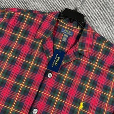 Polo Ralph Lauren Sleepwear Shirt Mens Large Red Plaid Long Sleeve Button Up New