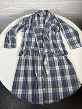 L.L. Bean Vintage Scotch Plaid Flannel Robe Men  s Cotton USA Blue Green S/M