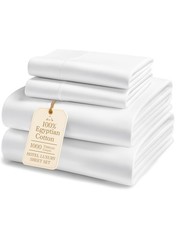 100 Egyptian Cotton Sheets King Size - 1000 Thread Count Silky Sateen King S...