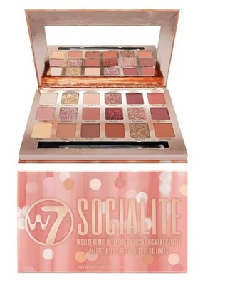 W7 Socialite Eyeshadow Palette Multi-Shade Shimmer Matte Glitter Pressed Powder