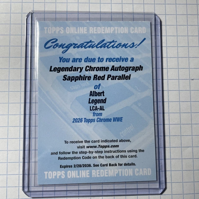 Albert Legend 2026 Topps Chrome WWE Sapphire Red Auto Legendary /5 Redemption