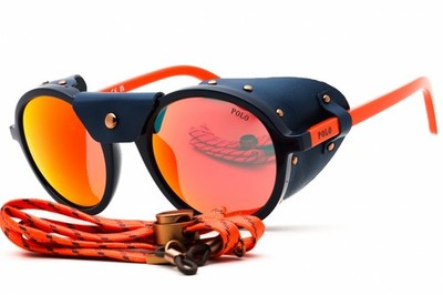 POLO RALPH LAUREN PH4216QU 56206Q Sunglasses Blue Frame Mirror Red Lenses 52mm