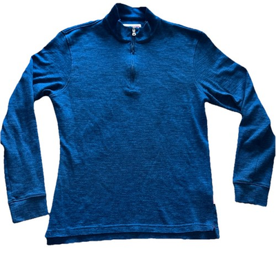 #ad Orlebar Brown Neilson Merino Zip Neck Sweater Heathered Blue Luxury Slim Fit XL $74.99