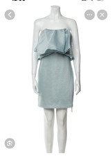 Halston Heritage Strapless Flounce Dress Dew Sz 8 Ice Blue Sz 8 NWT Cocktail