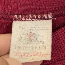 Vintage 80s 90s Fruit Of The Loom Blank Crewneck Sweatshirt Mens L/XL Maroon Red