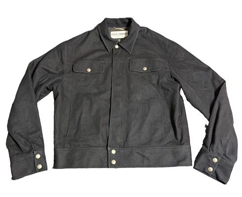 Vtg Dolce & Gabbana Black Cotton Nylon Fleece Lined Jacket Italy Lampo Men 54 - product listing photo