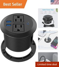 Versatile Flush Mount Power Grommet: 3 USB Ports  2 AC Outlets for Workspaces