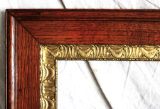 ANTIQUE FIT 8 X 17 OAK PICTURE FRAME GOLD VICTORIAN ORNATE 3.6" WIDE SQUARE NAIL