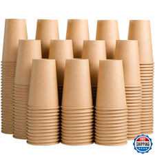 BYSNOW 1000 Pack 12oz Disposable Kraft Paper Coffee Cups Hot/Cold Drinks