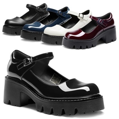 Women Mary Jane Platform Pumps Collegiate Style Chunky Heel Pumps Dress Shoes