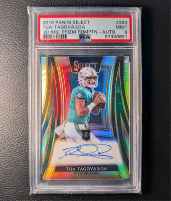 2019 Select Tua Tagovailoa 2020 XRC Mystery Auto Prizm RC #50/99 PSA 9