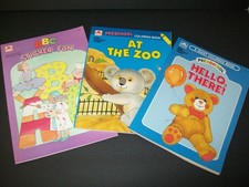 Vintage 1987 A Golden Book, Lot of 3 Coloring Sticker Books Pre-School Unused