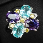 Blue Purple Sapphire And Tourmaline 7.50Ct 925 Sterling Silver White Gold Rings