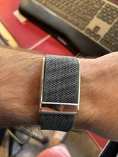 New Whoop mg/5.0 band (with logo) Gray/black color - Shiny Silver clasp/link