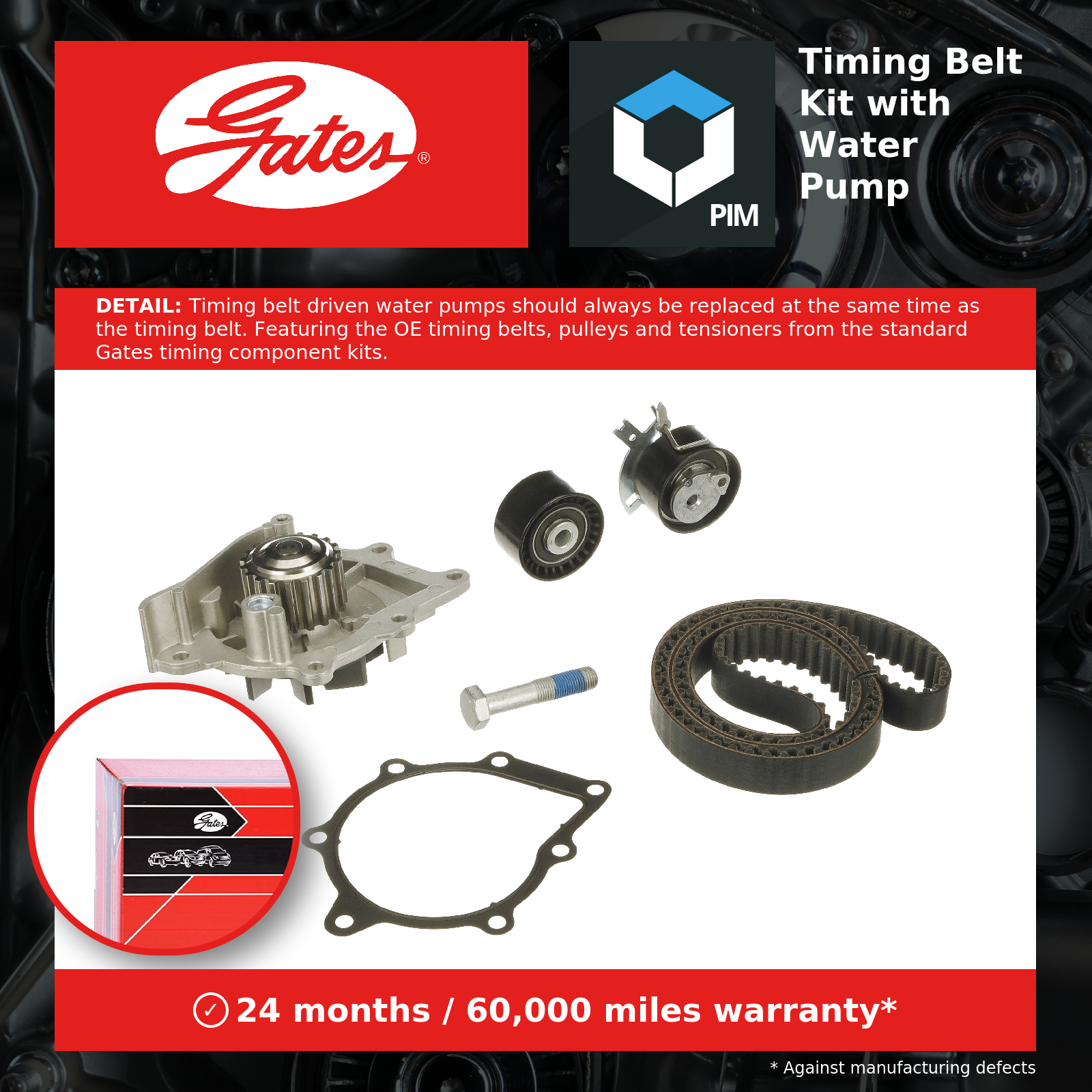 Timing Belt & Water Pump Kit fits FORD S-MAX TDCi 2.2D 08 to 14 Set Gates New