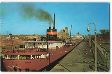 1964 Soo Locks - Sault Ste. Marie, Michigan VTG Postcard SK1.