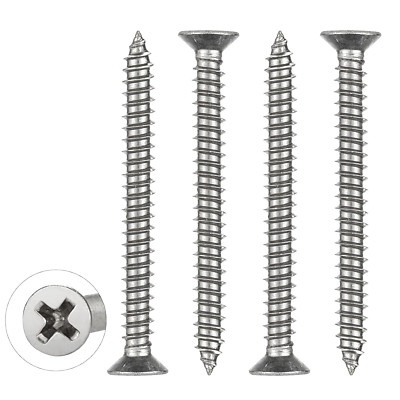 50 PCS M4x40mm Self-Tapping Screws Set, 304 Stainless Steel, Flat
