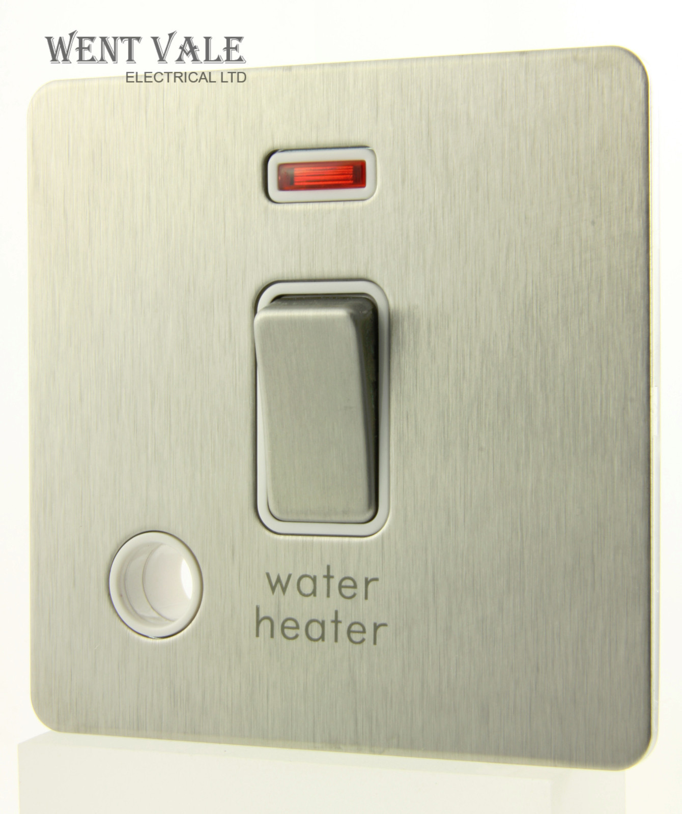 GET Screwless - GU2414WHWSSP - 20ax Brushed S/Steel D/Pole Switch ""Water Heater""
